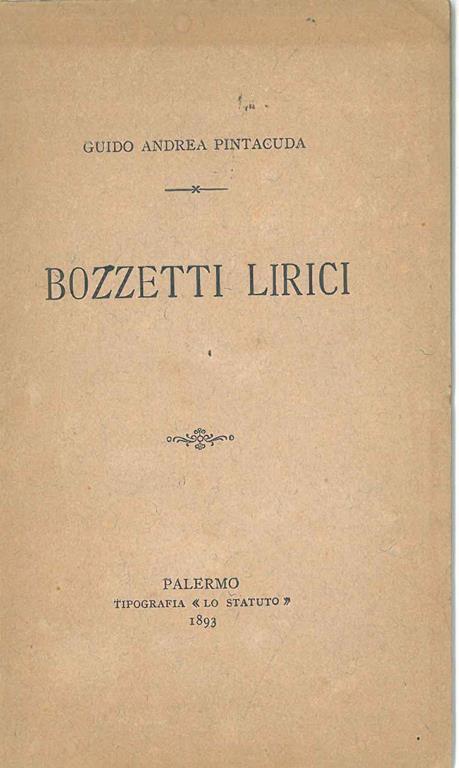 Bozzetti lirici - Guido Andrea Pintacuda - copertina