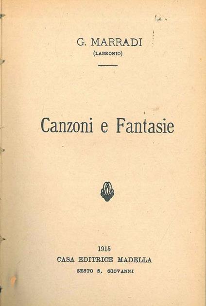 Canzoni e fantasie - G. Marradi - copertina