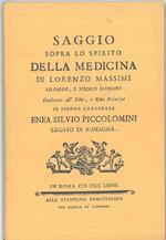 Saggio sopra lo spirito della medicina. Roma Ermateniana, 1768, ma :