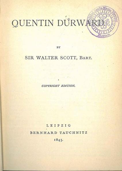 Quentin Durward - Walter Scott - copertina