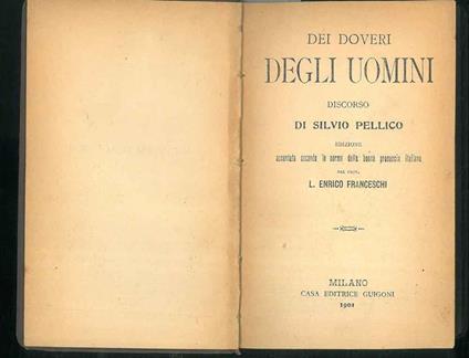 Dei doveri degli uomini. Discorso. Opera miscellanea - copertina
