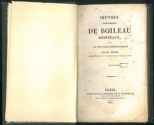 Oeuvres poétiques de Boileau despréaux, avec un noveau commentaire - Amar R. - copertina