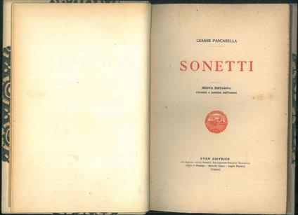Sonetti. Nuova ristampa riveduta e corretta dall'autore - Cesare Pascarella - copertina