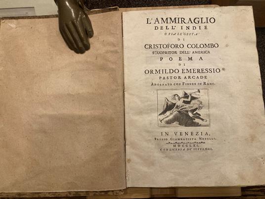 L' Ammiraglio delle Indie o sia le gesta di Cristoforo Colombo scopritor dell'America. Poema adornato con figure in rame - Alvise Querini - copertina