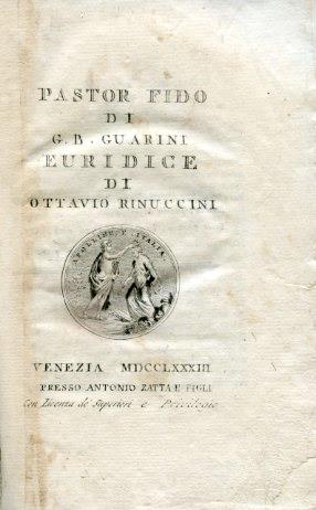 Pastor Fido - Euridice - G. Battista Guarini,Ottavio Rinuccini - copertina