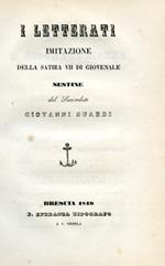 I Letterati. Imitazione della Satira VII di Giovenale. Sestine