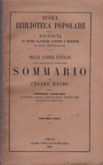 Della Storia d'Italia dalle origini fino ai nostri tempo. Sommario. Volume unico