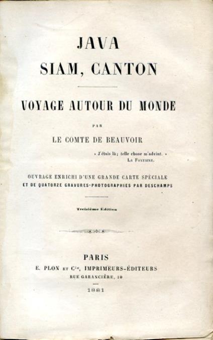 Java, Siam, Canton. Voyage autour du monde - Ludovic de Beauvoir - copertina