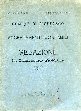 Comune di Piossasco. Accertamenti contabili. Relazione del Commissario Prefettizio - copertina