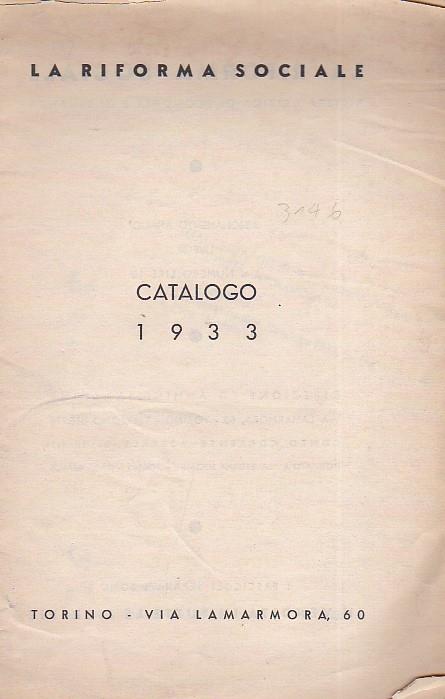 La Riforma sociale. Catalogo 1933 - copertina
