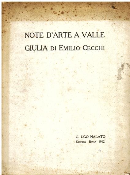 Note d' arte a Valle Giulia - Emilio Cecchi - copertina
