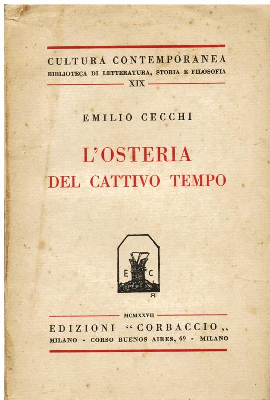 L' osteria del cattivo tempo - Emilio Cecchi - copertina