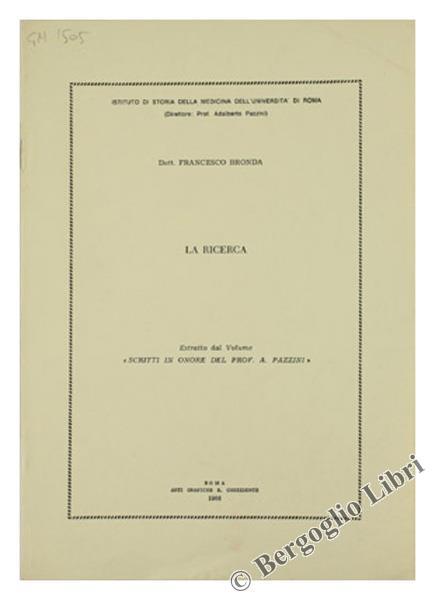 La Ricerca - Francesco Bronda - copertina