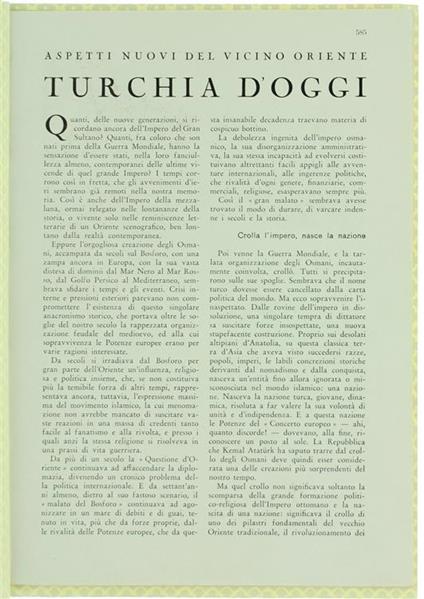 Turchia d'Oggi. Aspetti Nuovi del Vicino Oriente - Massenzio Masia - copertina