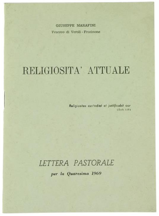 Religiosità Attuale. Lettera Pastorale per la Quaresima 196 - Giuseppe Marafini - copertina