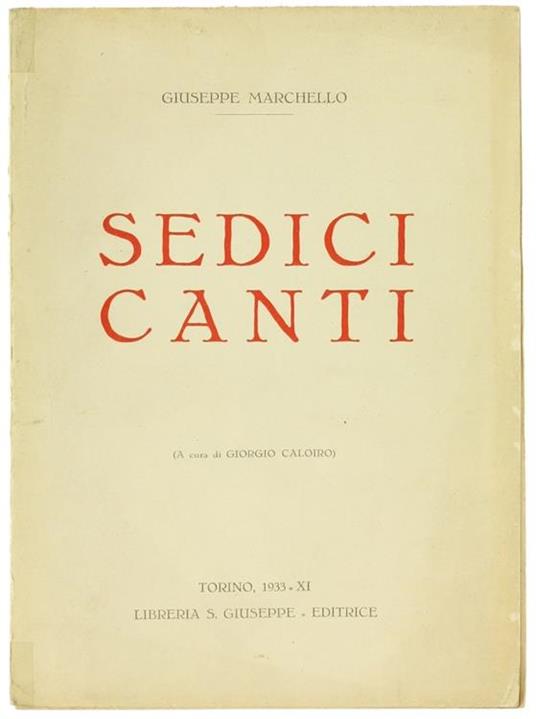 Sedici Canti. A Cura di Giorgio Caloiro - Giuseppe Marchello - copertina