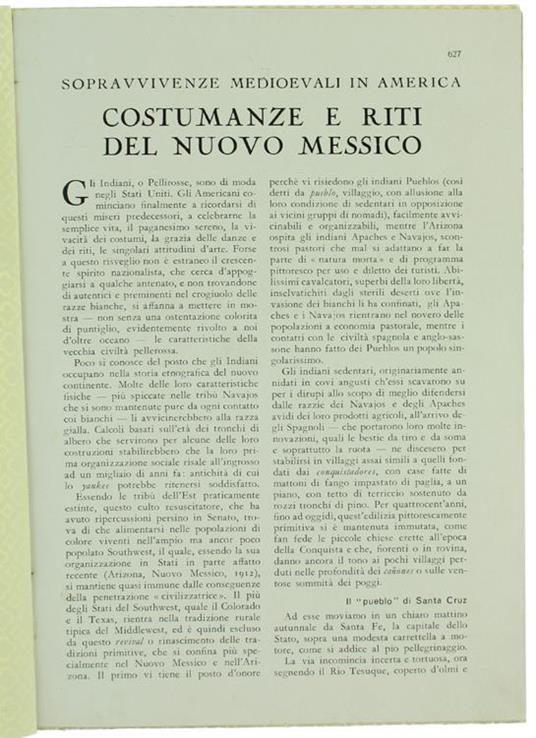 Costumanze e Riti del Nuovo Messico. Sopravvivenze Medioevali in America - Giorgio Belloli - copertina