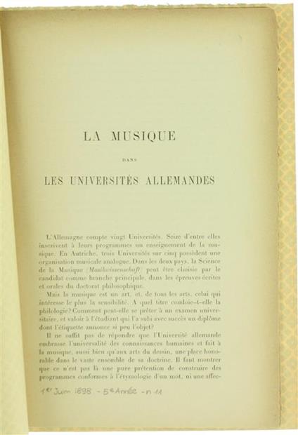 La Musique Dans les Universités Allemandes - Maurice Emmanuel - copertina