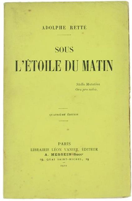 Sous l'Etoile du Matin - Adolphe Retté - copertina
