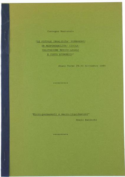 Micropermanenti e Macroliquidazioni - Ennio Baiocchi - copertina