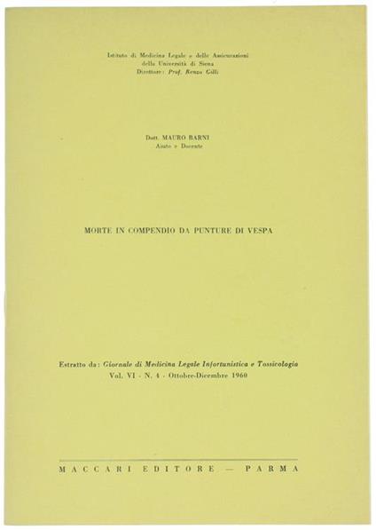 Morte in Compendio da Punture di Vespa - Mauro Barni - copertina