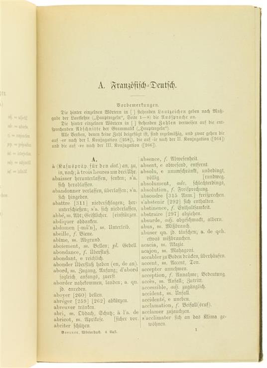 Französisch-Deutsches und Deusch-Französisches Wörterbuch Zum Lehrbuch der Französischen Sprache - Otto Boerner - 2