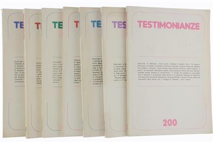 Testimonianze - Quaderni Mensili. Annata 1977 Completa - Ernesto Balducci - copertina