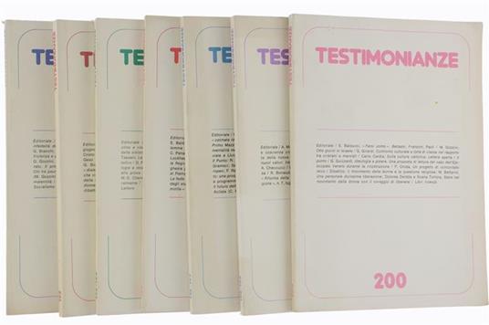 Testimonianze - Quaderni Mensili. Annata 1977 Completa - Ernesto Balducci - copertina