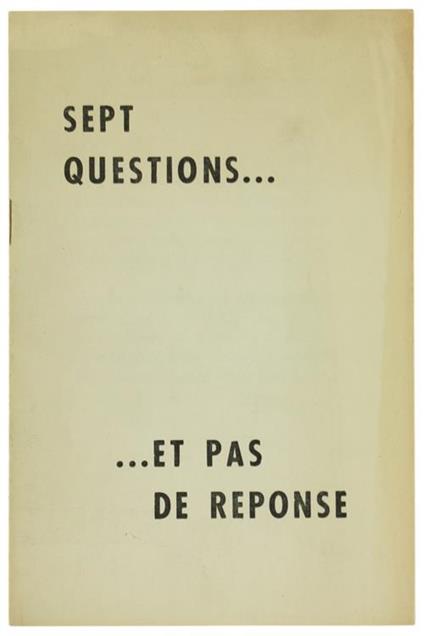 Sept Questions. et Pas de Reponse - Abba Eban - copertina