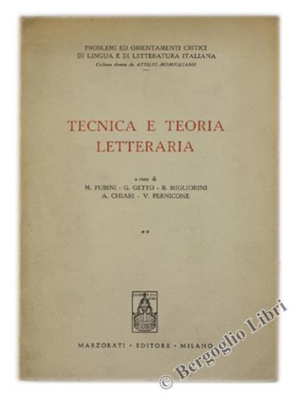Tecnica e Teoria Letteraria. Volume II - Mario Fubini - copertina