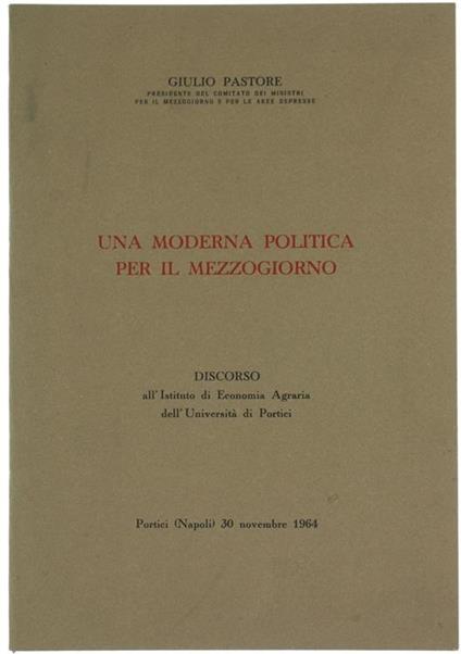 Una Moderna Politica per il Mezzogiorno - Giulio Pastore - copertina