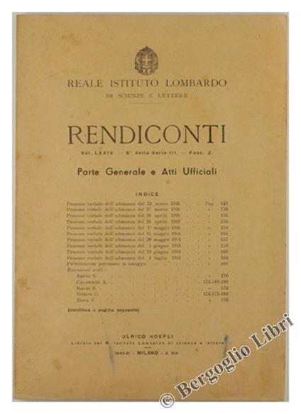 Rendiconti. Parte Generale e Atti Ufficiali. Vol. LXXIv. 5° Serie III - Fasc. 2 - Isabella Reale - copertina