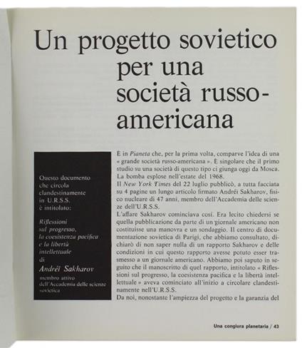 Un Progetto Sovietico per una Società Russo-Americana. il Testo Completo del Rapporto Sakharov - Andrej Sacharov - copertina