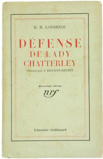 Defense de Lady Chatterley - David Herbert Lawrence - copertina