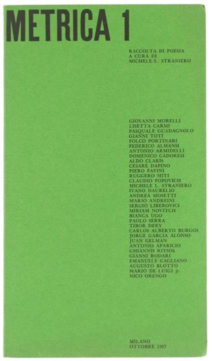 Metrica 1. Raccolta di Poesia - Michele L. Straniero - copertina