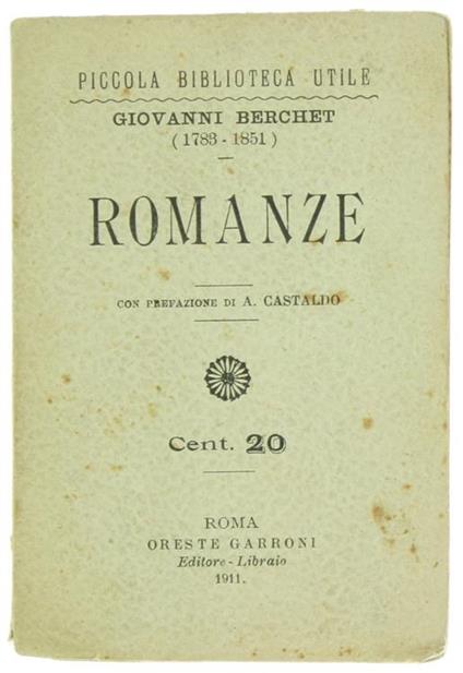 Romanze - Giovanni Berchet - copertina