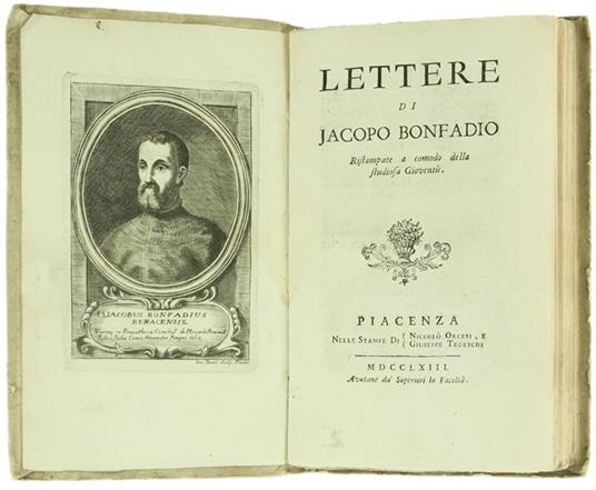 Lettere Ristampate a Comodo della Studiosa Gioventù - Jacopo Bonfadio - copertina