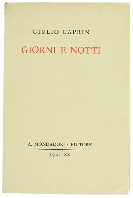 Giorni e Notti (Pagine di Taccuino) - Giulio Caprin - copertina