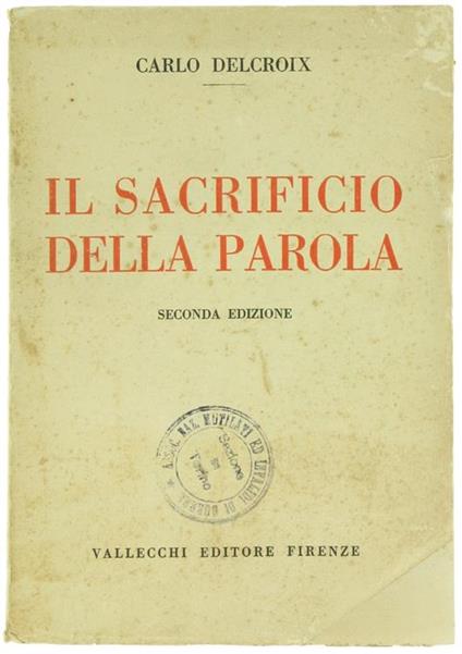 Il Sacrificio della Parola - Carlo Delcroix - copertina