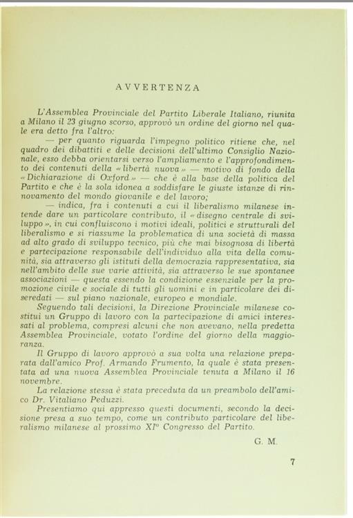 Economia della Libertà e Società Liberale: il Disegno Centrale di Sviluppo. Bozze di Stampa - Armando Frumento - 2