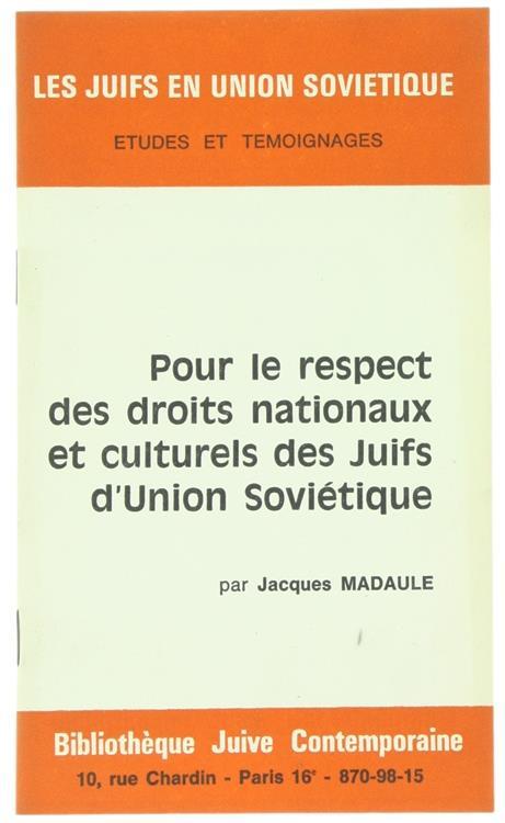 Pour le Respect des Droits Nationaux et Culturels des Juifs d'Union Sovietique - Jacques Madaule - copertina