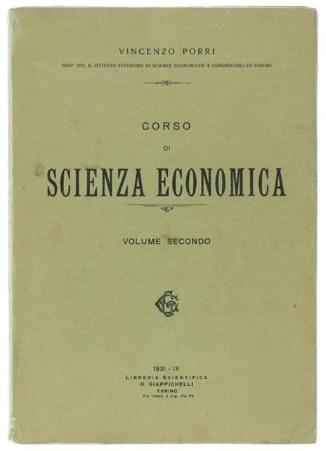 Corso di Scienza Economica Volume Secondo - Vincenzo Porri - copertina