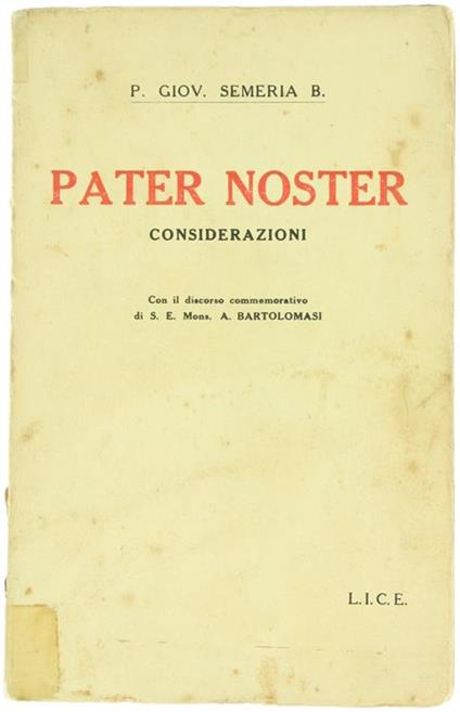 Pater Noster. Considerazioni - Giovanni Semeria - copertina