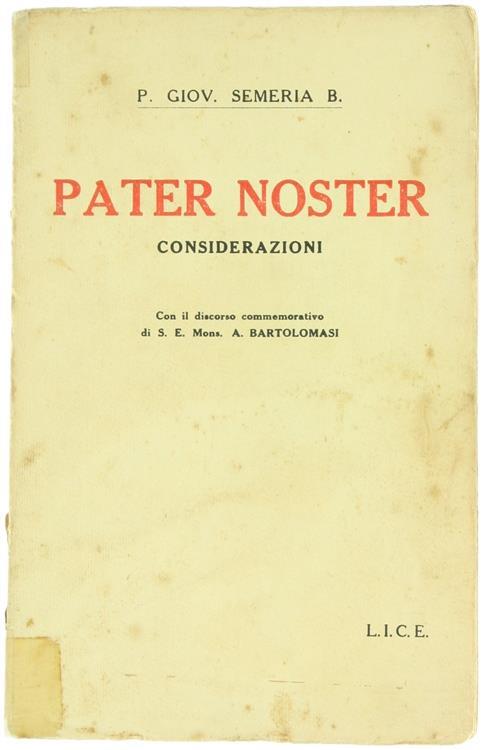 Pater Noster. Considerazioni - Giovanni Semeria - copertina