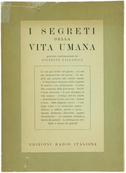 I Segreti della Vita Umana - Giuseppe Tallarico - copertina