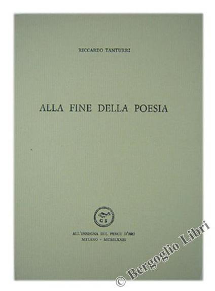 Alla Fine della Poesia - Riccardo Tanturri - copertina