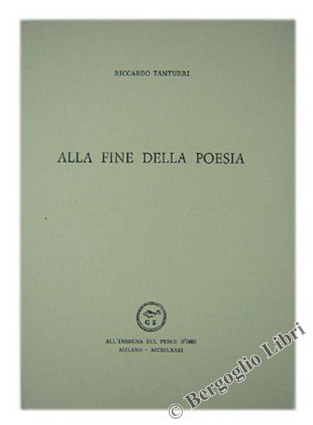 Alla Fine della Poesia - Riccardo Tanturri - copertina