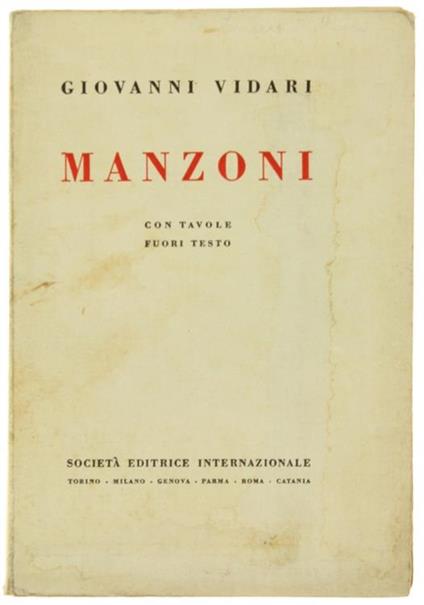 Manzoni - Giovanni Vidari - copertina