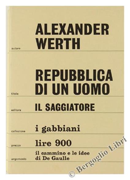 Repubblica di un Uomo - Alexander Werth - copertina