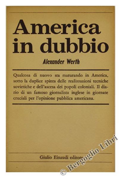 America in Dubbio - Alexander Werth - copertina